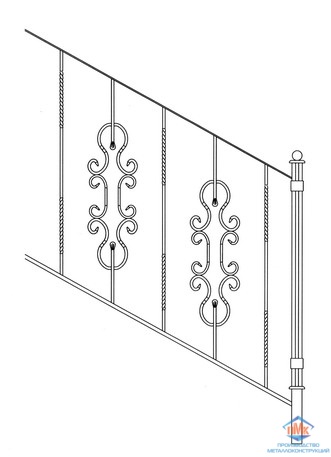 Эскиз металлического лестничного ограждения №2